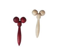 SOIMISS Lot De 2 Masseurs En Bois De Pin Multifonctions Rouleau Apaisant Double Roue Blanc Et Rouge Pour Stimulation Musculaire Et Massage Corporel Détente Sportive Et Récupération