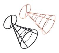 SOIMISS Lot de 2 Paniers à Frites en Acier Inoxydable Ajourés, Supports Cône pour Snacks et Amuse-Gueules, Coloris Noir et Rose Doré, Taille Compacte, pour Restauration Rapide, Bars