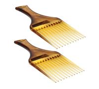 SOIMISS Lot De 2 Peignes Afro à Dents Larges En Plastique Ambré, Taille Grosse, Démêlant Pour Cheveux Bouclés Afro, Coiffage Professionnel, Usage Uni, Léger Et Portable