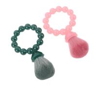SOIMISS Lot de 2 Pinceaux à Poudre Doux avec Poils en Fibre Synthétique, Mini Format Portable Vert Foncé et Rose, Pinceaux de Maquillage Visage pour Blush et Retouches en Voyage, Outil