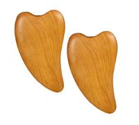 SOIMISS Lot de 2 Planches de Massage Gua Sha en Bois Naturel Outil de Massage pour Visage de Cœur pour Soin Peau et Relaxation Musculaire