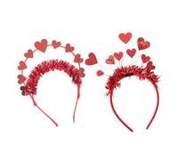 SOIMISS Lot de 2 Serrage-Têtes de Cœur Rose Scintillant Taille Unique en Tissu Feutré Métallique Accessoires Cheveux pour Fête Saint-Valentin Mariage et Groupe de Fête