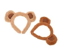 SOIMISS Lot de 2 Serrage-Têtes Oreilles D’Ours en Peluche Douce Couleur Café et Kaki Accessoires Cosplay et Fête Serrage-Tête Animal Fantaisie Mignon pour Femmes Bandeaux Confortables