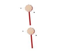 SOIMISS Lot de 2 Tambours à Main Traditionnels Rouges en Peau de Mouton 7 Cm Manche en Bois, Jouets à Secouer pour Bébé, Instruments de Musique Éducatifs pour Coordination et Éveil