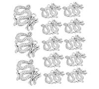 SOIMISS Lot De 20 Pendentifs Dragon En Métal Ancien Pour Collier De Clavicule Femme, Charms Vintage Argenté, Ornement Dragon Diy Pour Bracelets, Décoration Bijoux, Présent Fête Anniversaire Noël