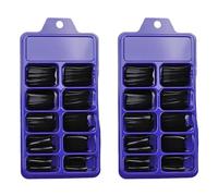 SOIMISS Lot de 200 Faux Ongles en Plastique Noir à Coller, Couverture Complète pour Décoration et Sécurité des Ongles Naturels, Saint-valentin