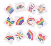 SOIMISS Lot de 24 Tatouages Temporaires Arc-en-ciel pour Visage Autocollants Transfert D'eau, Motifs Clairs et Effet Décoratif pour Défilés et Fêtes Plusieurs styles