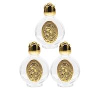 SOIMISS Lot de 3 Flacons d'eau Bénite en Verre Gaufré Décor Floral en Alliage Doré Petite Taille Portable pour Usage Religieux et Décoratif Récipient Rechargeable pour Fêtes Chrétiennes