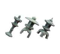 SOIMISS Lot de 3 Mini Pagodes en Grès pour Décoration de Jardin Extérieur, Ornements Japonerie Hexagonaux, Carrés et Ronds, Accessoires pour Micro-paysages, Bonsaïs et Aquariums,