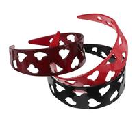 SOIMISS Lot de 3 Serrage-Têtes Larges en PC avec Cœurs Bandeaux Antidérapants à Dents Intégrées Couleurs Noir Rouge Foncé et Rouge Accessoires Cheveux pour Femmes et Filles