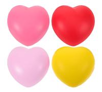 SOIMISS Lot de 4 Balles de Préhension Manuelle en Pu Souple Forme de Cœur, Exercices pour Mains et Doigts, Rééducation et Renforcement Musculaire, Couleurs Variées pour Personnes Âgées,