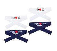 SOIMISS Lot de 4 Bandeaux Samouraï Japonerie Ajustables, Bandeau Anti-transpiration en Tissu Doux, Blanc et Bleu à Motifs Dragon, Bandeaux de Sport et Costume pour Hommes et Garçon