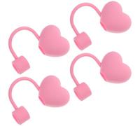 SOIMISS Lot de 4 Bouchons de Paille Fantaisie de Cœur Rose Petits Embouts Réutilisables Anti-Poussière pour Pailles Accessoires Décoratifs Saint-Valentin et Mariage
