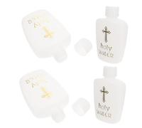 SOIMISS Lot de 4 Mini Bouteilles d'eau Bénite 60Ml de Croix Récipient à Eau Réutilisable pour Décorations Baptême Garçon Décoration Intérieure d'Église et Usages Rituels