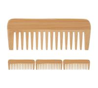 SOIMISS Lot de 4 Peignes à Dents Larges en Bambou Naturel Faits Main, Peignes Démêlants Antistatiques pour Cheveux et Barbe, sans Manche, Portables pour Soins Capillaires et Voyages