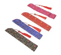 SOIMISS Lot de 4 Pochettes Vintage pour Éventail Pliant en Soie avec Pompons Paquet Protecteurs Multicolores pour Mariage Festivals et Rangement Portable