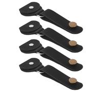 SOIMISS Lot de 4 Sangles de Tête Amovibles en Cuir PU Noir avec Étui pour Médiators Accessoires Universels pour Guitare Électrique Basse et Ukulélé Système de Verrouillage Sécurisé