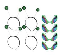 SOIMISS Lot de 4 Sets de Lunettes de Soucoupe Volante et Bandeaux Verts Taille Unique, Accessoires de Fête pour Festival et Bal Masqué, Serrage-têtes Décoratifs Boules Couleur Aléatoire
