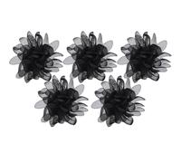 SOIMISS Lot de 5 Bagues à Fleurs Noires en Alliage Fleurs en Soie Ø 8 Cm, Accessoires Réglables pour Danse et Spectacle, Bagues Décoratives pour Femme, Bijoux de Fête et Performance