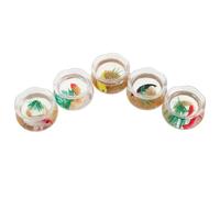 SOIMISS Lot de 5 Mini Bocaux à Poissons Rouges Ronds en Plastique Transparent avec Plantes Aquatiques Réalistes Aquarium Miniature Décoratif pour Maison de Poupée et Bureau Décoration