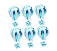 SOIMISS Lot de 6 Ballons Gonflables Montgolfière 4D en Aluminium Bleu Décoration Anniversaire Garçon et Filles Ballons Aluminium pour Hélium Ornement Fête Thème du Voyage