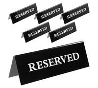SOIMISS Lot de 6 Panneaux de Réservation de Table en Acrylique Noir Texte Blanc Format 20 X 7 CM Chevalets Triangulaires Stables pour Restaurants Hôtels Mariages et Événements