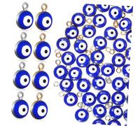 SOIMISS Lot de 60 Pendentifs de Collier Œil Grec Bleu, Breloques Fabrication de Bijoux, Perles pour Bracelets, Bleu et Argenté, Bricolage Créatif, Artisanat, Présent Diy, Fabrication