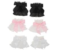 SOIMISS Manchettes en Dentelle pour Femmes 3 Paires Accessoires Photo pour Manucure Noeud en Ruban Volants Plissés Décorations Légères pour Nail Art Fond Photo et Salon de Beauté