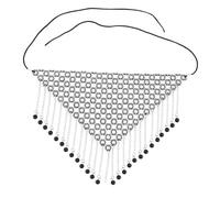SOIMISS Masque en Métal Blanc Strass et Pompons, Accessoire Unique pour Bal Masqué et Fêtes, Design Élégant pour Performance et Déguisement