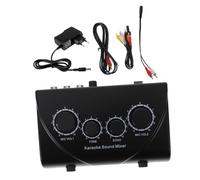 SOIMISS Mélangeur Karaoké Double Canal Audio Mixer avec Entrées Microphone Contrôle Tone Câble Inclus Boîtier Abs Compatible Amplificateur et Haut-parleurs Prise Eu Acv