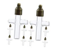SOIMISS Mini Bouteilles en Verre Forme Croix 6 Mm Bouchons à Vis en Laiton Ancien 10 Pcs - Flacons Transparents pour Souhaits, Rangement de Souvenirs, Collier Pendentif Décoratif Voyage