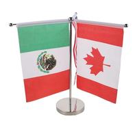 SOIMISS Mini Drapeau de Bureau aux Trois Couleurs D'amérique du Nord Support Métallique Robuste, Drapeaux de Table Américains, Canadiens et Mexicains, Décoration Compacte pour Événements