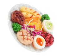 SOIMISS Miniature Dollhouse Food Set Realistic Mini Steak Sandwich Broccoli Egg with Plate Creative Play Kitchen Accessories for Dollhouse Decoration and Photography