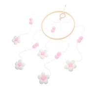 SOIMISS Mobile pour Berceau de Petite Fille Décoratif Pompons Laine Bois à Suspendre Chambre Bébé Fille Pastel Carillon Sonore Apaisant Décoration Chambre