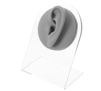 SOIMISS Modèle D’oreille Droite en Silicone Souple avec Support Gris - Présentoir pour Boucles D’oreilles et Entraînement Piercing Corporel - Mannequin Réaliste pour Formation Piercing
