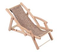 SOIMISS Modèle De Chaise De Plage Tout Petit Décor De Plage Meubles Plage De Poupée Miniature Chaises De Maison Miniatures Scène Chaise De Plage Miniature Micro Mini Transat Brun Bois