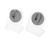 SOIMISS Modèle Oreille Silicone pour Pratique de Piercing Flexible et Gauche et Droit avec Support Simulation Réaliste pour Formation Affichage Bijoux et Acupuncture Couleur Grise