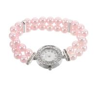 SOIMISS Montre-Bracelet Femme Perles Imitation Double Rangée Bracelet Élastique sans Fermoir Style Vintage Élégant pour Robe de Cérémonie et Demoiselles d'honneur
