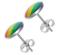SOIMISS Paire de Boucles D'oreilles Goujon en Acier Inoxydable, Colorées Arc-en-ciel, 1 Cm, Bijoux Lgbt pour Femmes Lesbiennes et Gays, Accessoire Pride pour Tenue Quotidienne et Fêtes