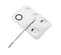 SOIMISS Palette de Maquillage Inox avec Spatule pour Mélanger Fond de Teint Pigments et Couleurs Nail Art Kit Compact Portable pour Maquillage Teint et Nail Color Mixing