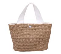 SOIMISS Paquet de Plage en Paille Tressée, Paquet à Main Léger pour Femmes | Poignées à Main, Composition Paille et Pu, Style Simple et Élégant, pour Sorties Estivales et Voyage