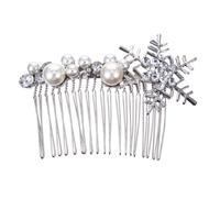 SOIMISS Peigne à Cheveux de Mariée en Alliage Électroplaqué Blanc K Orné de Perles et Flocons de Neige Accessoire Coiffure Femme pour Mariage Bal Cérémonie et Soirée Élégante