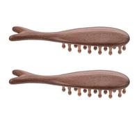 SOIMISS Peigne de Massage en Bois de Santal sans Vernis Lot de 2 Brosses Ovales Forme Baleine 22 Picots Arrondis Démêlant Doux pour Cuir Chevelu et Soin Capillaire Quotidien Accessoire