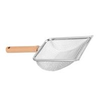 SOIMISS Pelle à Litière en Acier Inoxydable pour Chat, Grosse Surface | Design Filtrant, Bord Plat pour Racler, Manche en Bois Confortable, Usage Maison et Bac à Litière