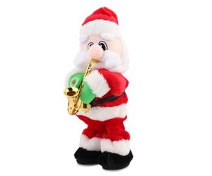SOIMISS Père Noël Électrique Musical Saxophone, Poupée en Plastique et Tissu Rouge, Décoration Festive pour Ambiance de Noël, Attire L'attention des Garçon et Filles