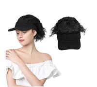 SOIMISS Perruque de casquette de baseball chapeaux de baseball queue de cheval pour femmes perruques queue de cheval de courte bonnet de Fil haute température Noir