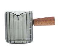 SOIMISS Pichet Doseur à Lait 90 Ml En Verre Transparent Anse En Bois D’acacia, Tasse à Mesurer Pour Expresso, Cuillère à Café Ménagère, Pour Maison Et Café Professionnel