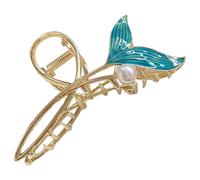 SOIMISS Pince Cheveux Queue de Poisson Taille L Métal avec Perles Bleues Pince Griffe Décorative pour Cheveux Épais Femme Élégante