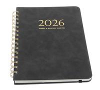 SOIMISS Planificateur Cuir PU Noir Agenda Hebdomadaire et Mensuel à Spirale avec Blocage Du et Suivi des Objectifs Organiseur Professionnel et Étudiant