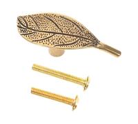 SOIMISS Poignée de Tiroir en Laiton Massif Forme Feuille Style Ferme, Finition Vintage Patinée, Bouton Meuble Rustique pour Commode, Armoire Cuisine, Décoration Maison et Chambre,